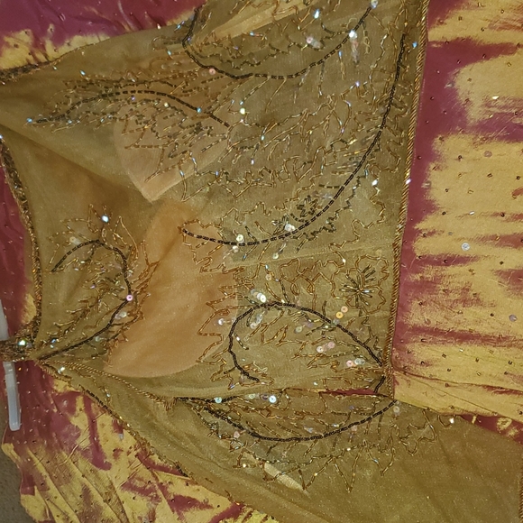 Elegant dress mustard shiny Bronze color - Picture 14 of 17